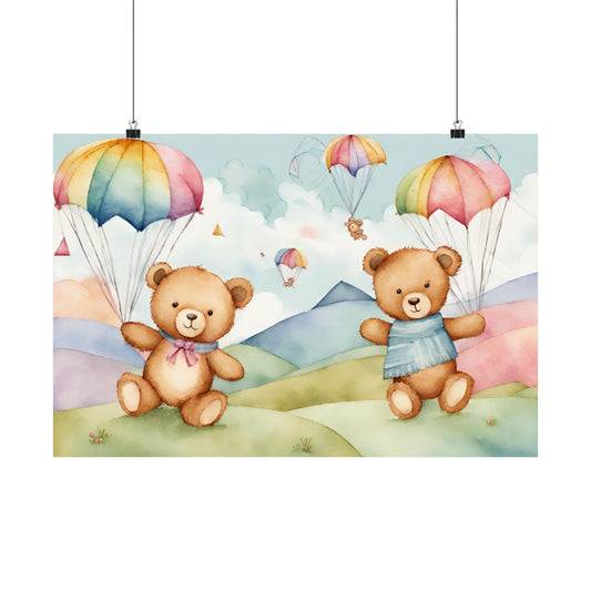 Nursery Teddies with Kites 1 Matte Horizontal Posters