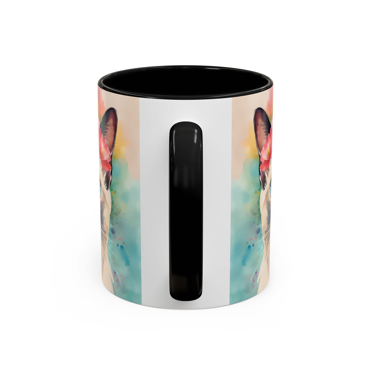 Floral Siamese Cat 04 Accent Coffee Mug - 11oz Perfect for Cat Lovers & Gifts