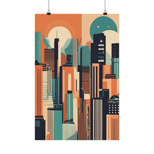 Retro cityscape 4 Matte Vertical Posters