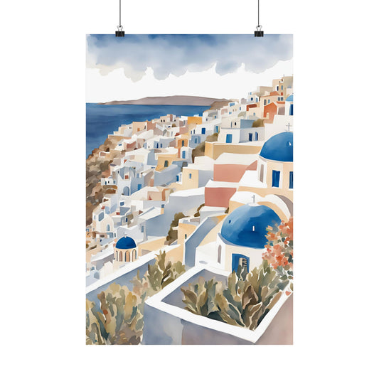 Abstract Greek rooftops 1 Matte Vertical Poster