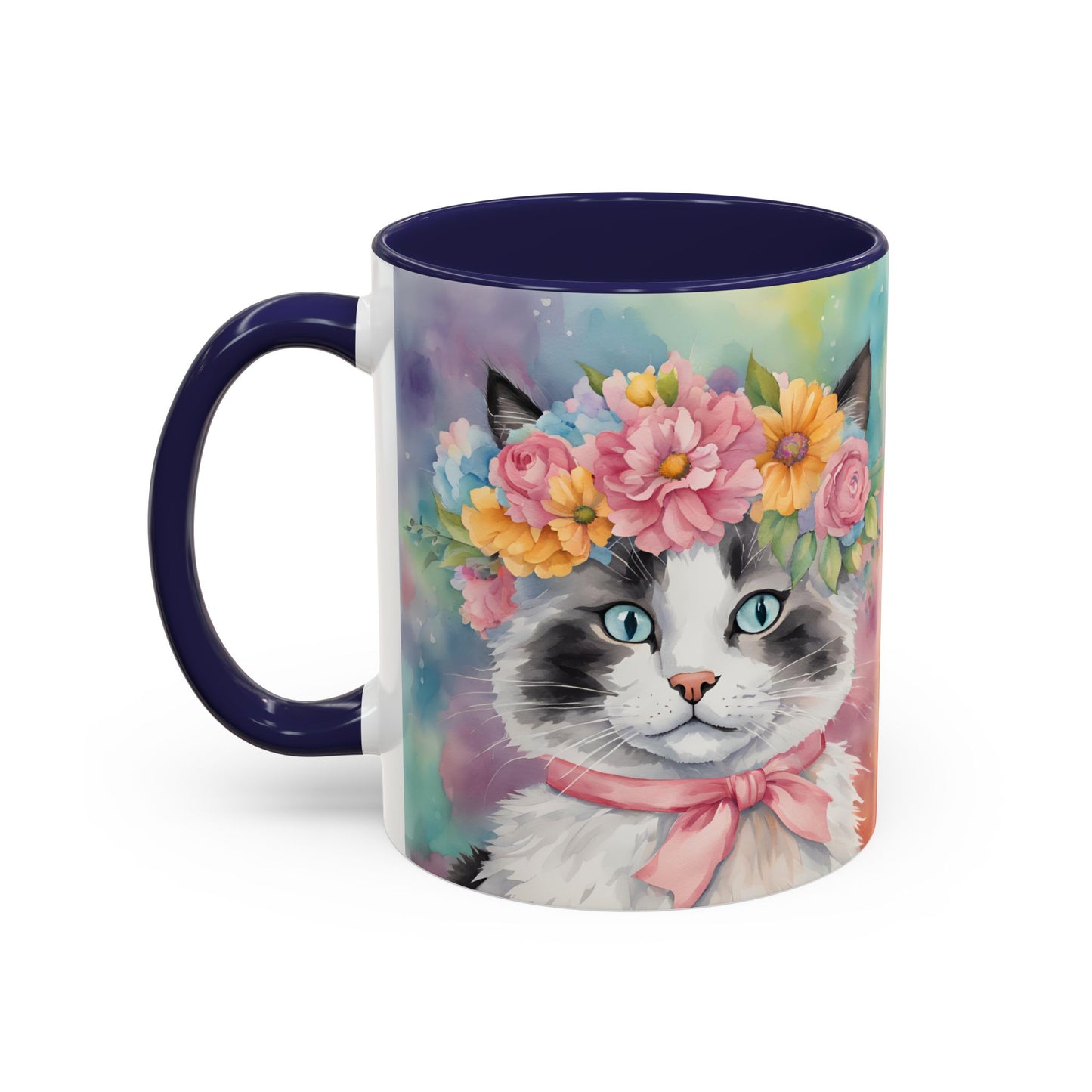 Floral Rag Doll Cat 04 Accent Coffee Mug - 11oz Perfect for Cat Lovers & Gifts