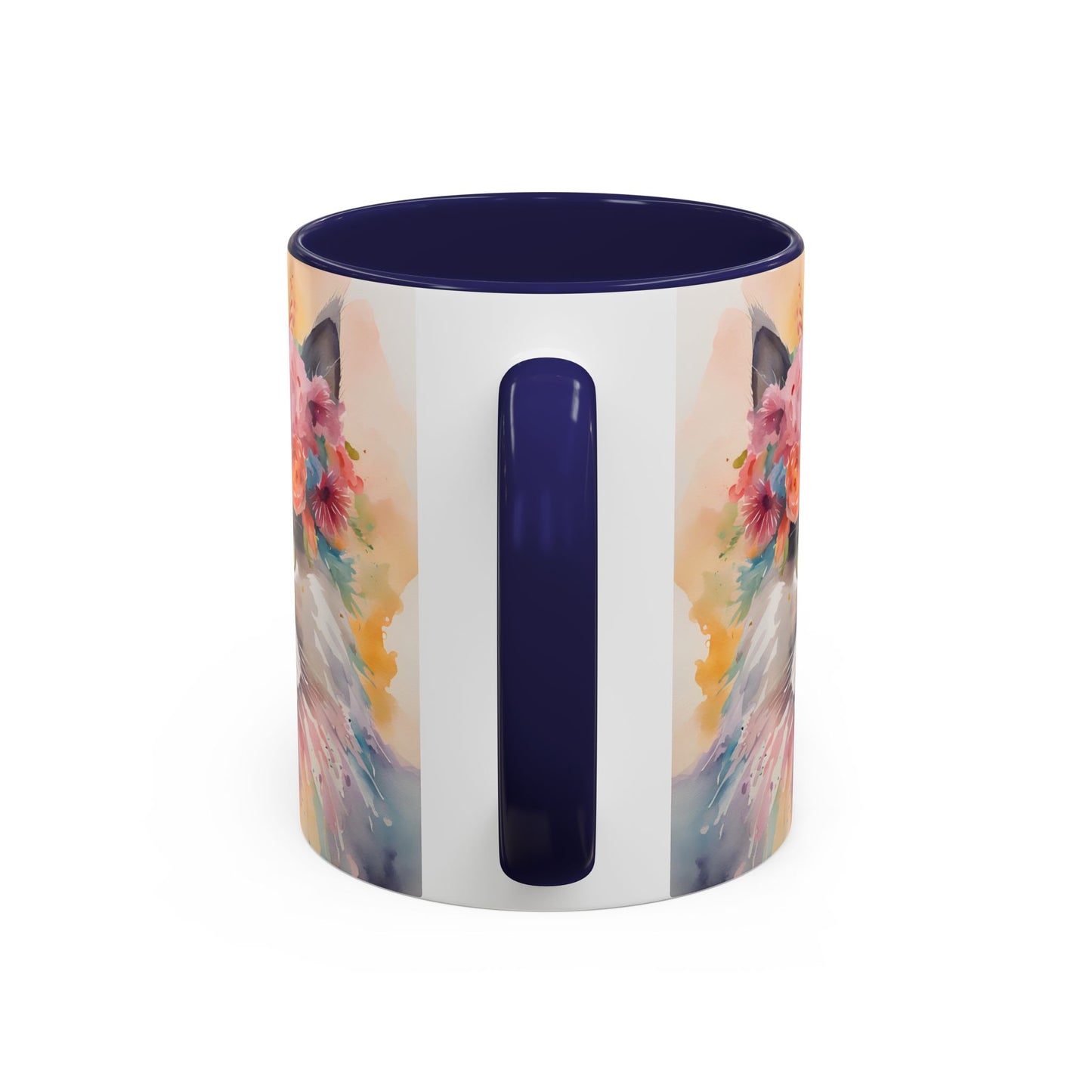 Floral Siamese Cat 03 Accent Coffee Mug - 11oz Perfect for Cat Lovers & Gifts
