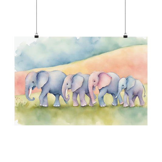Nursery Elephants 3 Matte Horizontal Posters