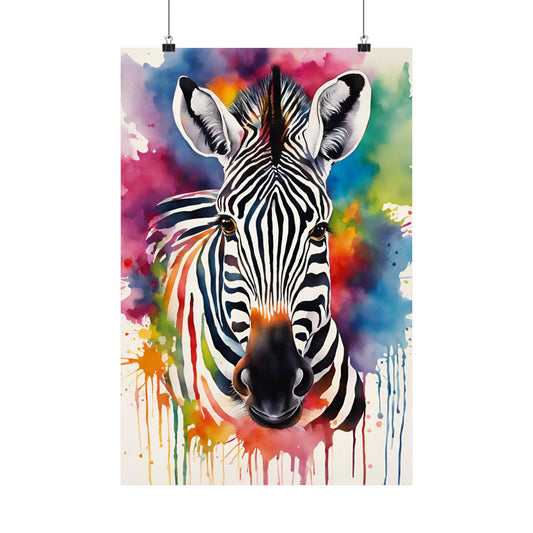 Multicolored Zebra 3 Matte Vertical Poster