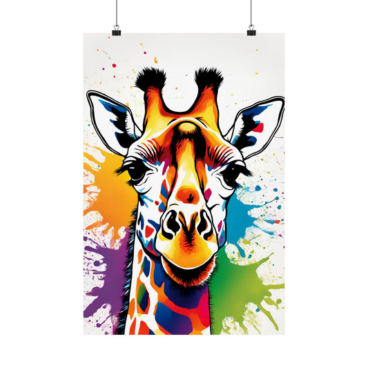 Multicolored Giraffe 06 Matte Vertical Poster