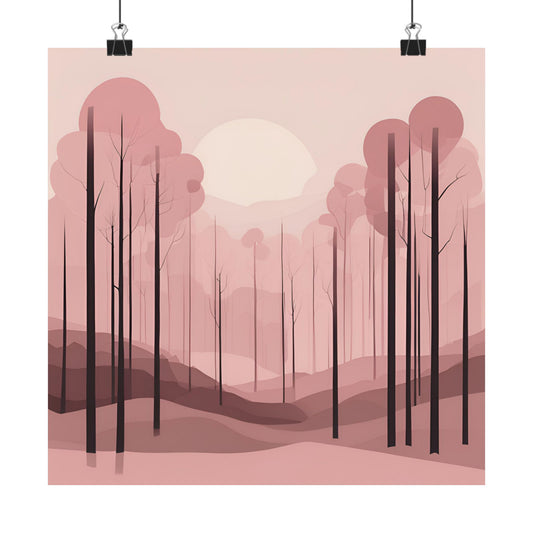Lonely Forest Pink 02 Matte Square Posters