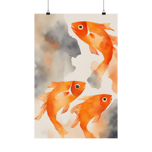 Abstract fish orange 10 Matte Vertical Posters