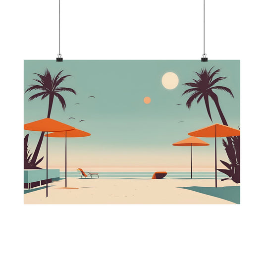 Retro beach 1 Matte Horizontal Posters