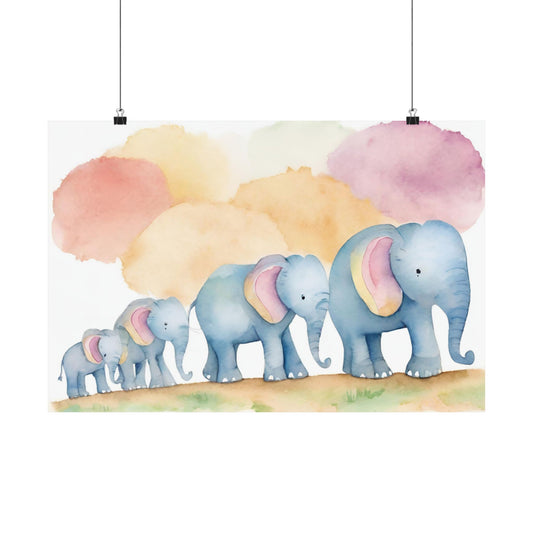 Nursery Elephants 1 Matte Horizontal Posters
