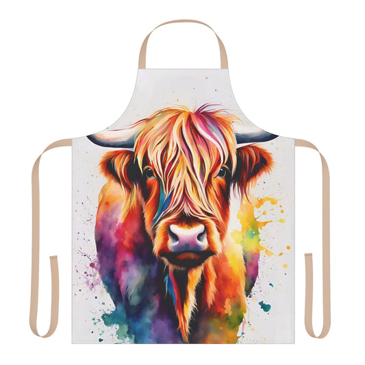 Multicolored Highland Cow Adult Apron (AOP)