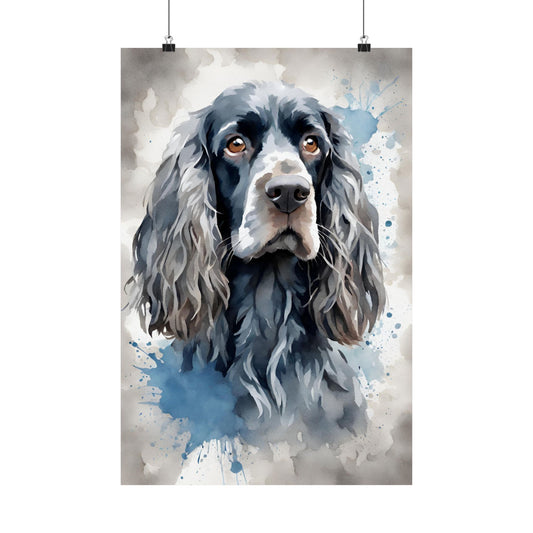 Dogs Barney Blue Roan Cocker Spaniel 03 Matte Vertical Poster