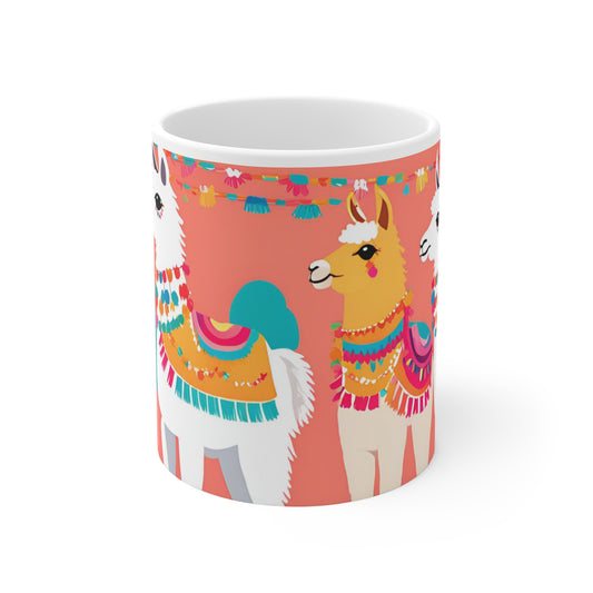 Playful Llama White Ceramic Mug 11oz