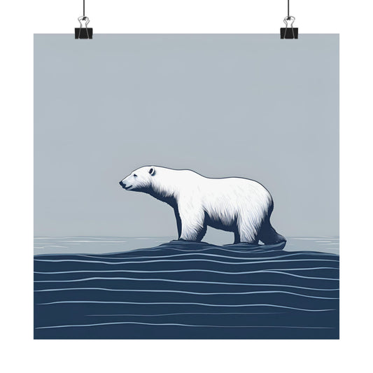 Lone Collection Polar Bear 1 Matte Square Posters