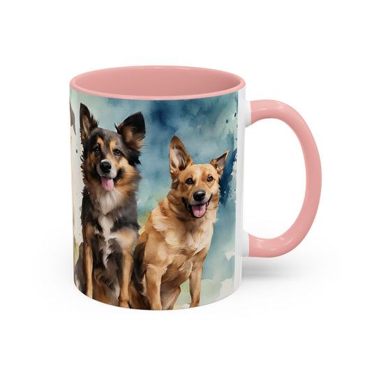 Multicoloured Doggies 6 Accent Mug 11oz