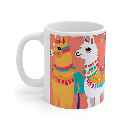 Playful Llama 1 White Ceramic Mug 11oz
