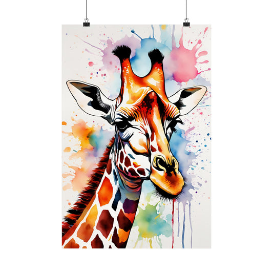 Multicolored Giraffe 01 Matte Vertical Poster