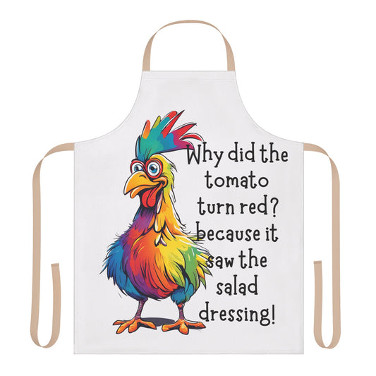 Why did the tomato……Adult Apron (AOP)
