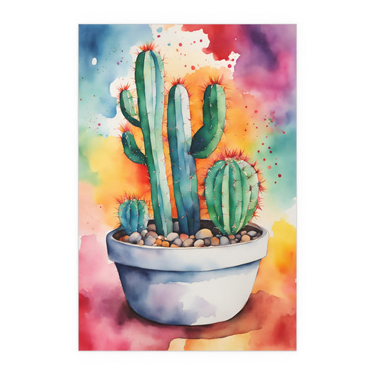 Multicolored Cactus 3 Indoor and Outdoor Silk Poster