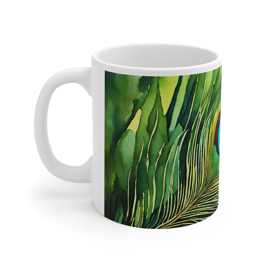 Peacock Feather 01 Mug - Nature's Beauty Collection