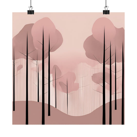 Lonely Forest Pink 18 Matte Square Posters
