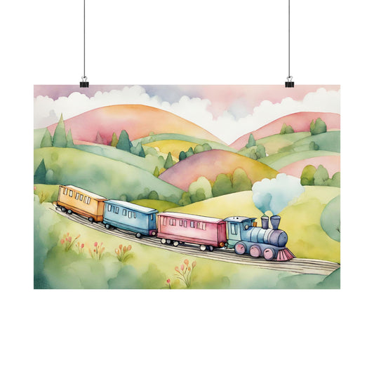 Nursery Choo Choo Train 1 Matte Horizontal Posters