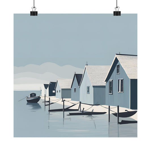 By The Sea Blue 3 Matte Square Posters