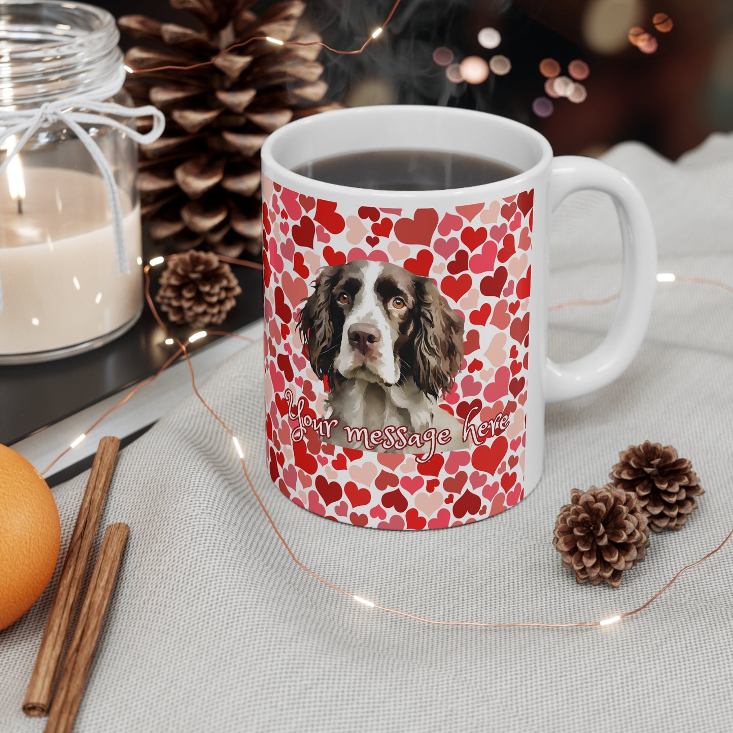 Personalized Pet Lovers Springer Spaniel Valentines Mug Ceramic 11oz
