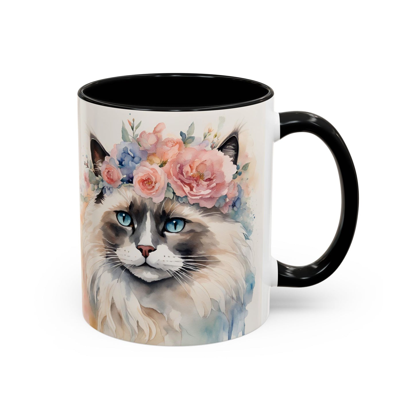 Floral Siamese Cat 04 Accent Coffee Mug - 11oz Perfect for Cat Lovers & Gifts