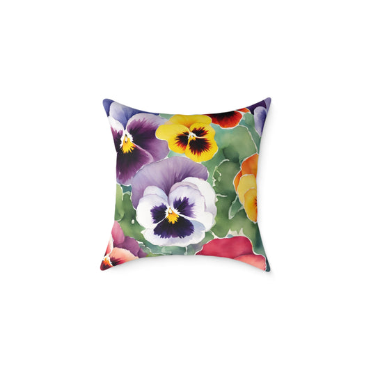 Pansies 02 Poly Pillow - Natures Beauty Design