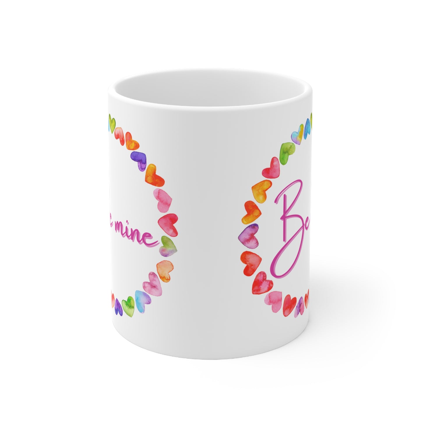 Be Mine Multicolor Hearts Valentines Mug Ceramic 11oz