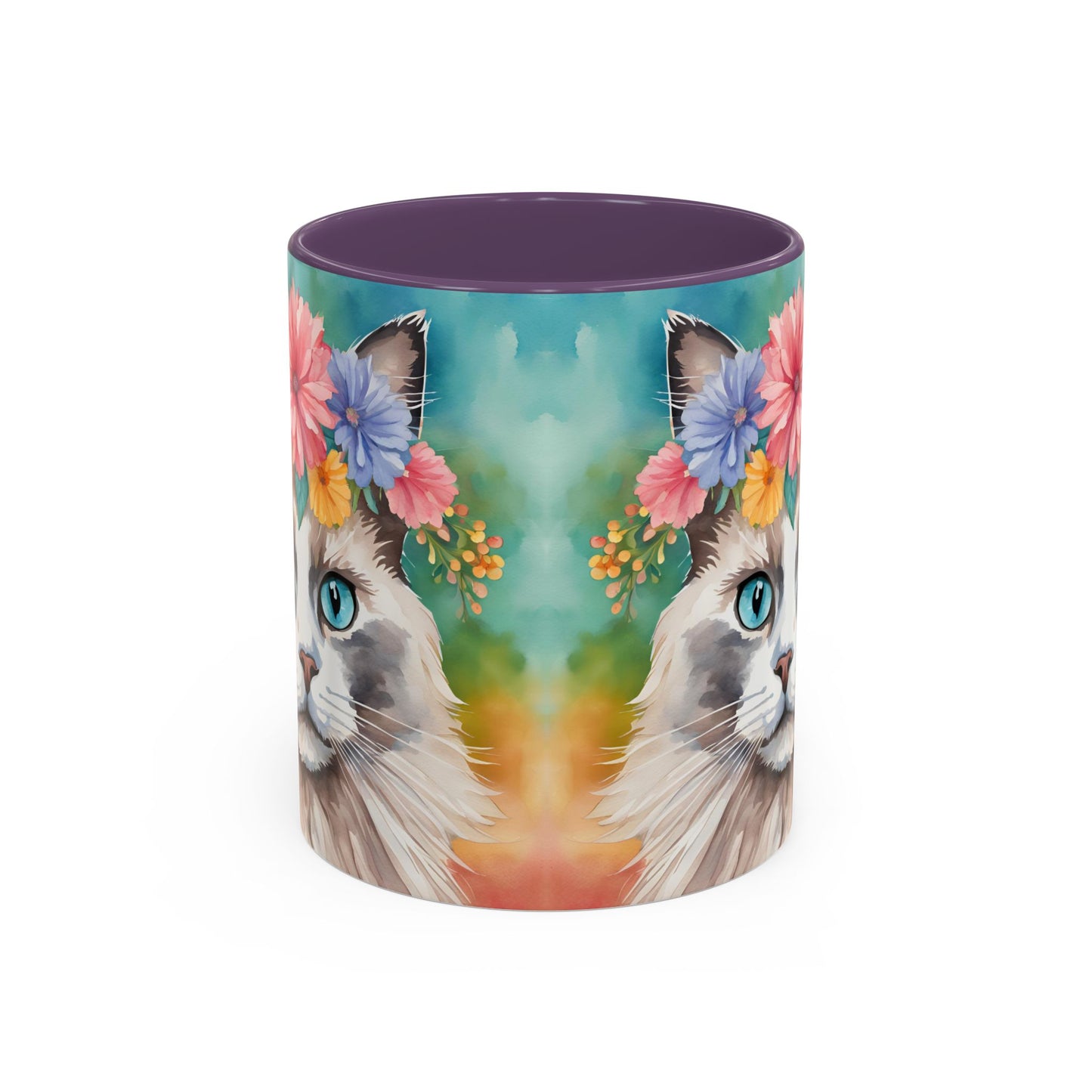 Floral Rag Doll Cat 01 Accent Coffee Mug - 11oz Perfect for Cat Lovers & Gifts