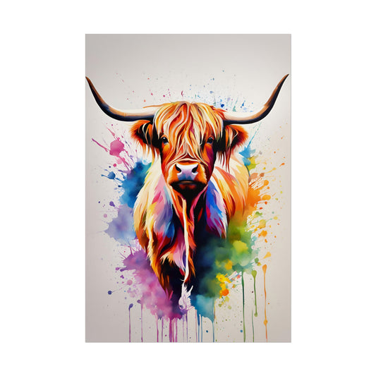 Multicolored Highland Cow 01 Matte Vertical Poster