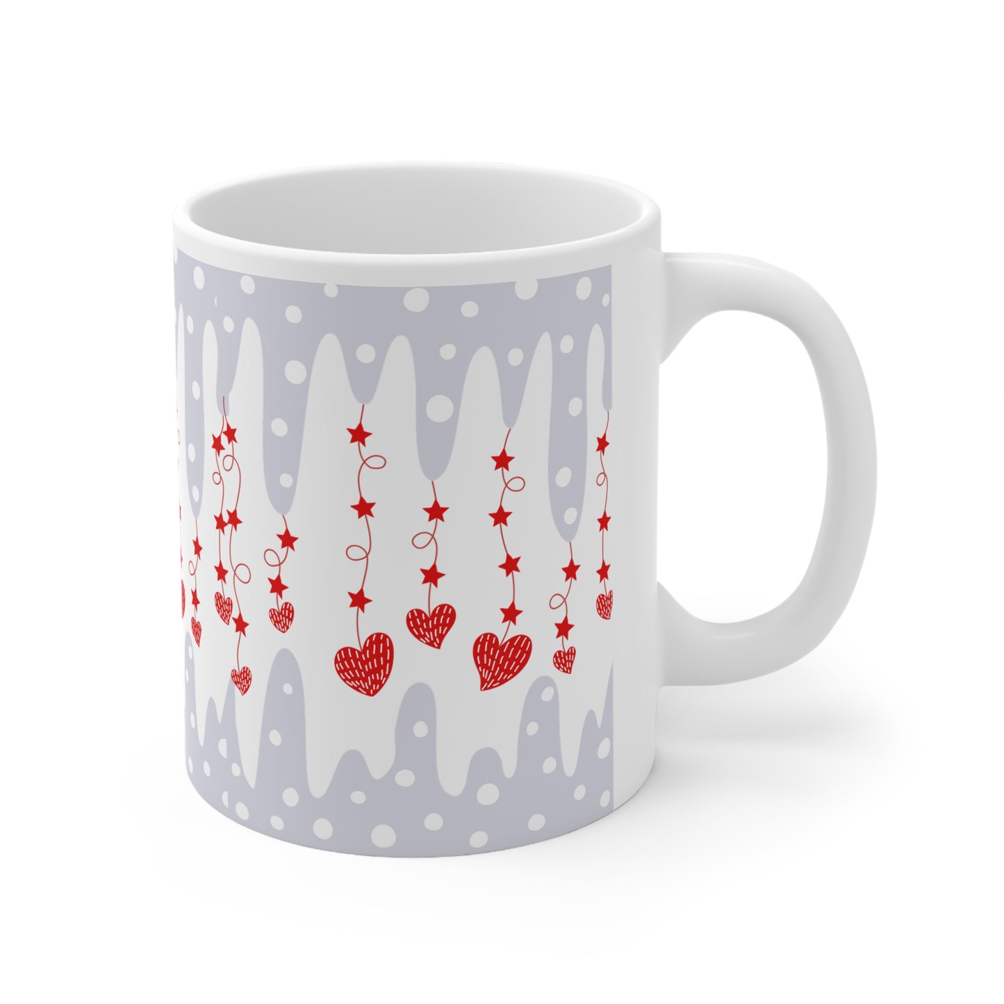 Icicle Hearts Red Valentines Mug Ceramic 11oz