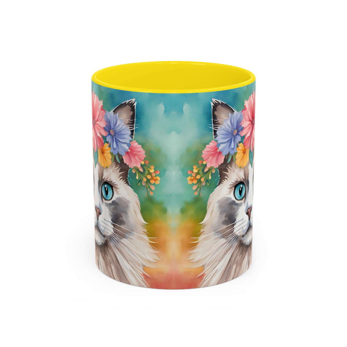 Floral Rag Doll Cat 01 Accent Coffee Mug - 11oz Perfect for Cat Lovers & Gifts