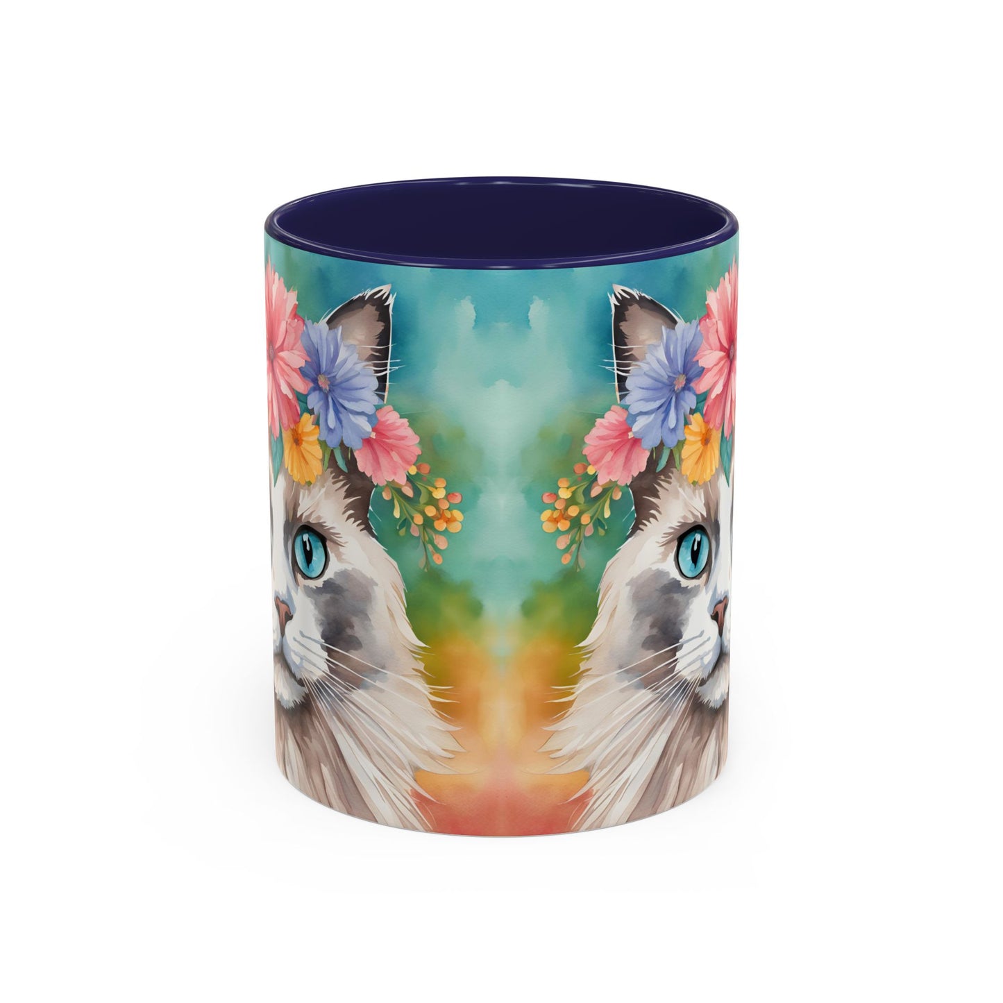 Floral Rag Doll Cat 01 Accent Coffee Mug - 11oz Perfect for Cat Lovers & Gifts
