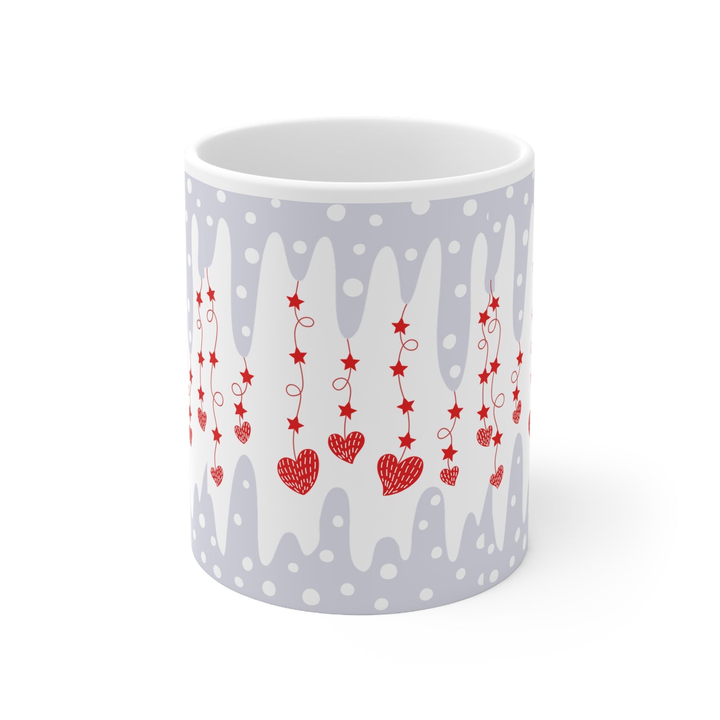 Icicle Hearts Red Valentines Mug Ceramic 11oz