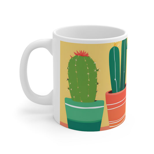 Playful Cacti 6 White Ceramic Mug 11oz