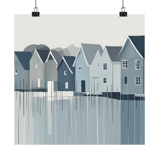 By The Sea Blue 6 Matte Square Posters