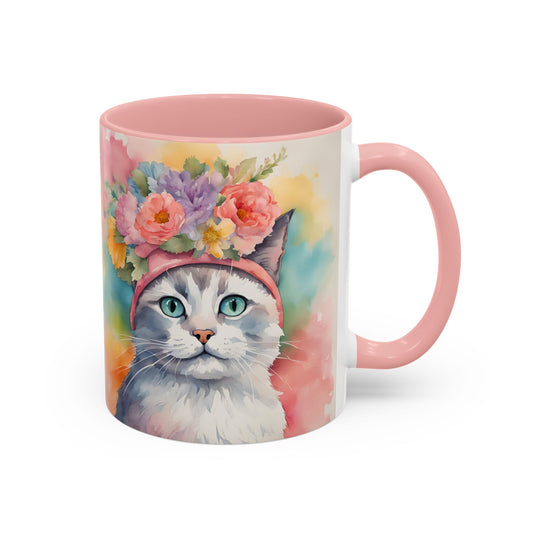 Floral Rag Doll Cat 02 Accent Coffee Mug - 11oz Perfect for Cat Lovers & Gifts