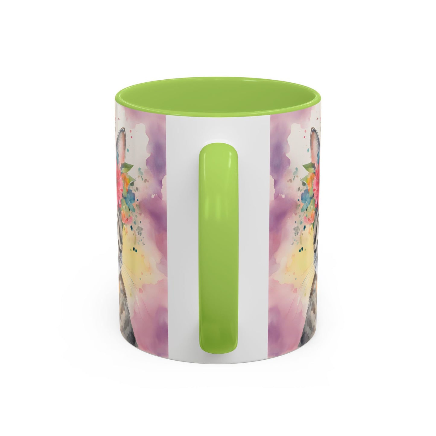 Floral Tabby Cat 02 Accent Coffee Mug - 11oz Perfect for Cat Lovers & Gifts