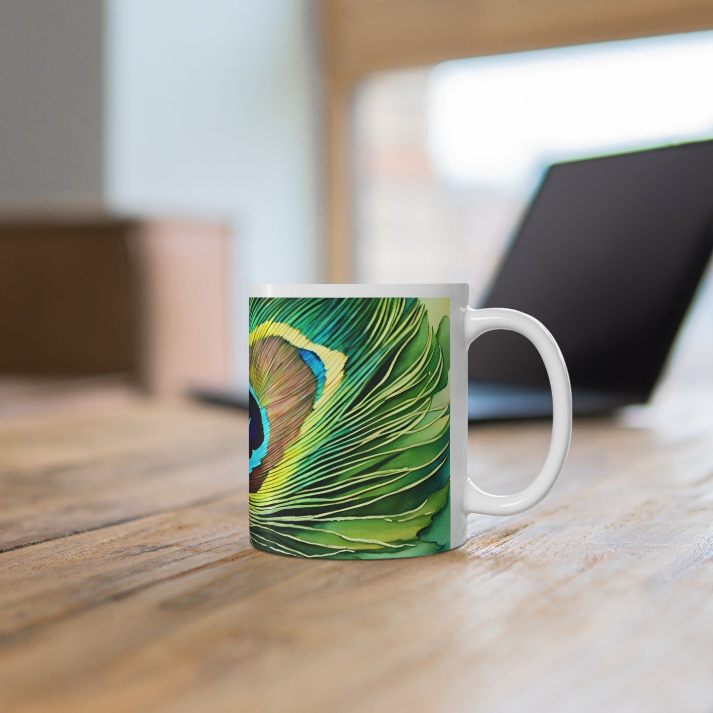 Peacock Feather 01 Mug - Nature's Beauty Collection