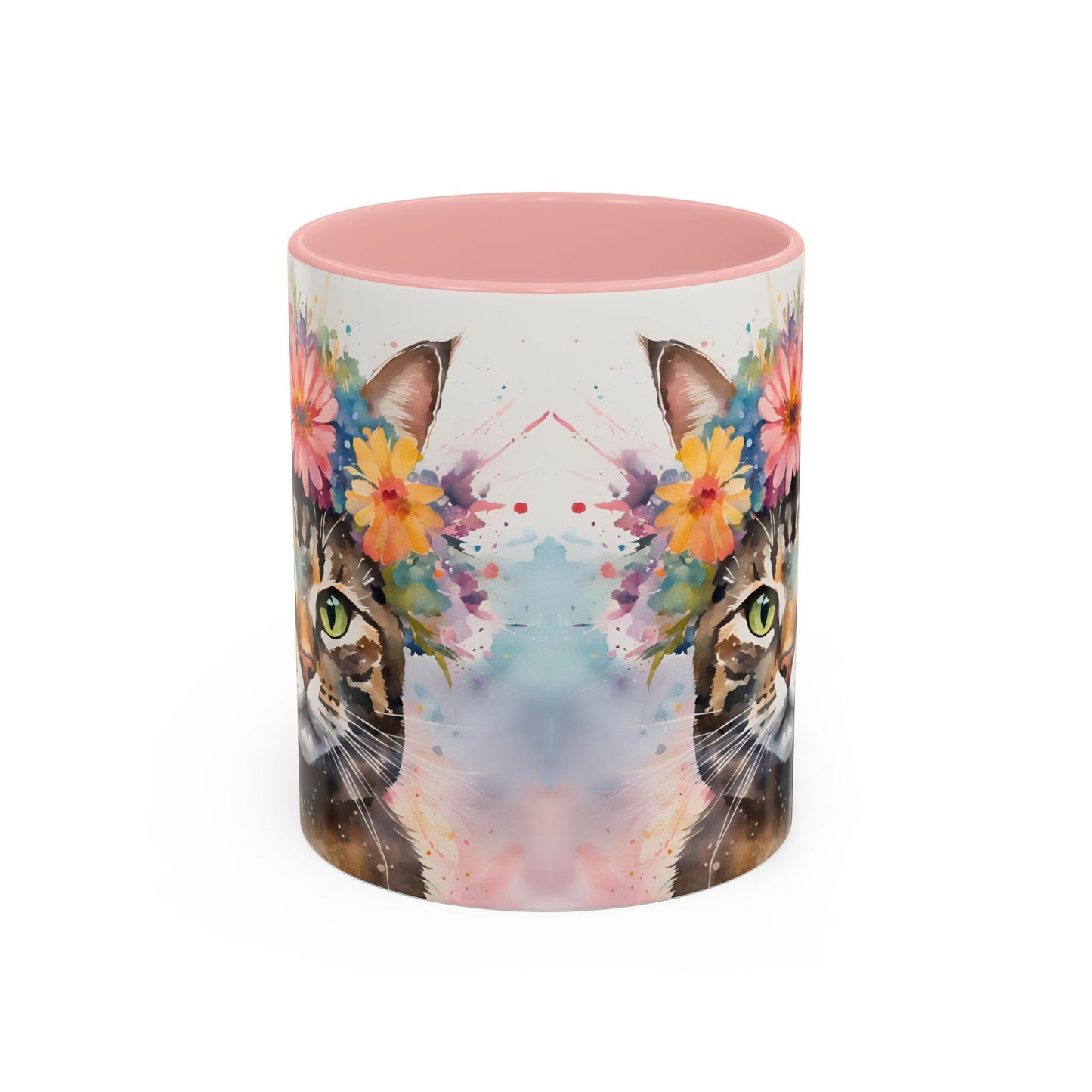 Floral Tabby Cat 03 Accent Coffee Mug - 11oz Perfect for Cat Lovers & Gifts