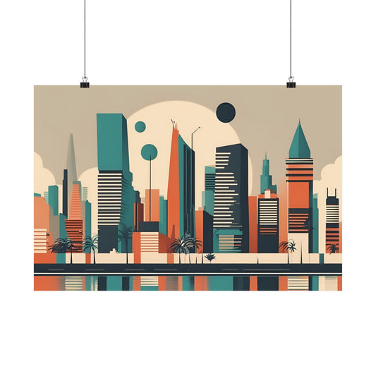 Retro cityscape 1 Matte Horizontal Posters
