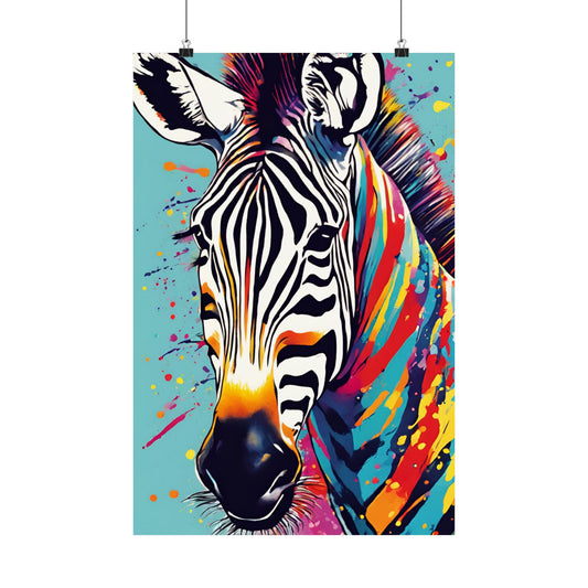 Multicolored Zebra 7 Matte Vertical Poster