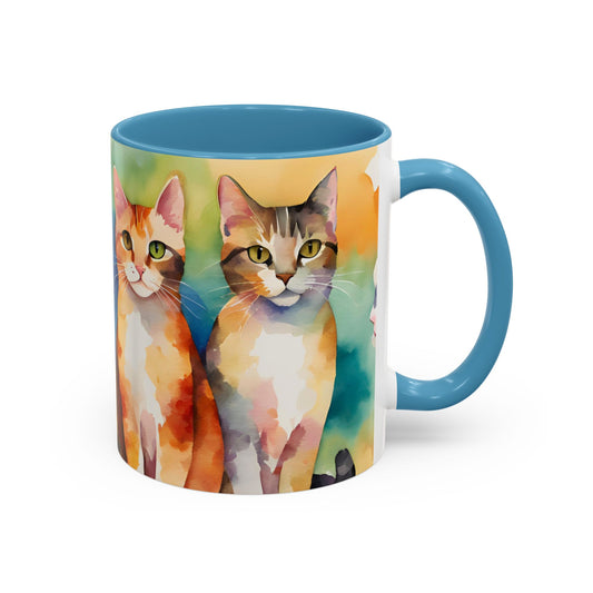 Multicoloured Kitties 5 Accent Mug 11oz