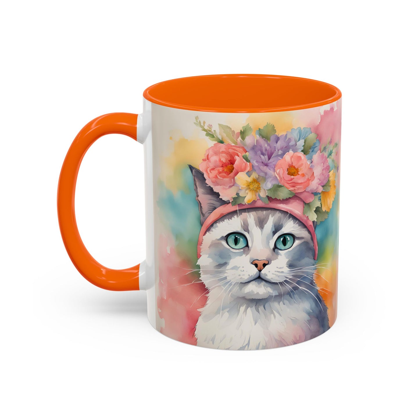 Floral Rag Doll Cat 02 Accent Coffee Mug - 11oz Perfect for Cat Lovers & Gifts