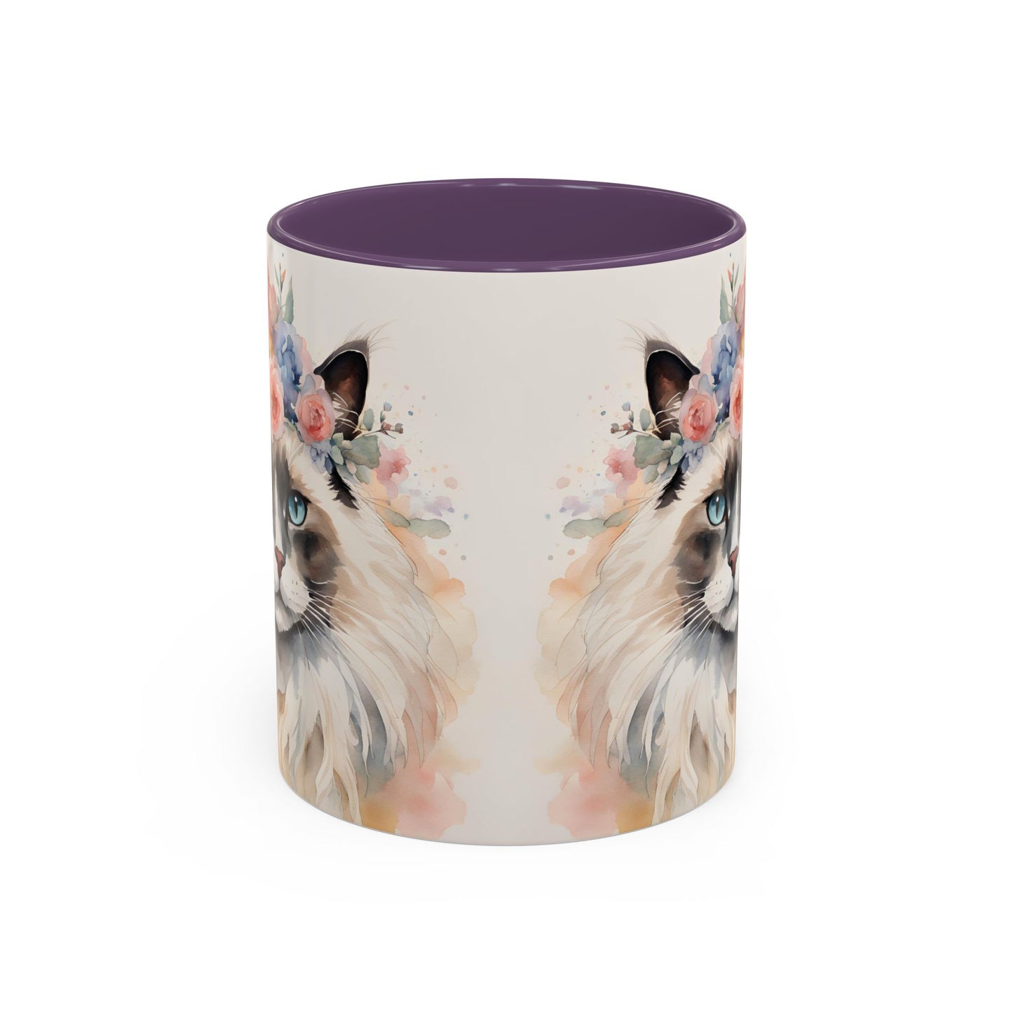 Floral Siamese Cat 04 Accent Coffee Mug - 11oz Perfect for Cat Lovers & Gifts