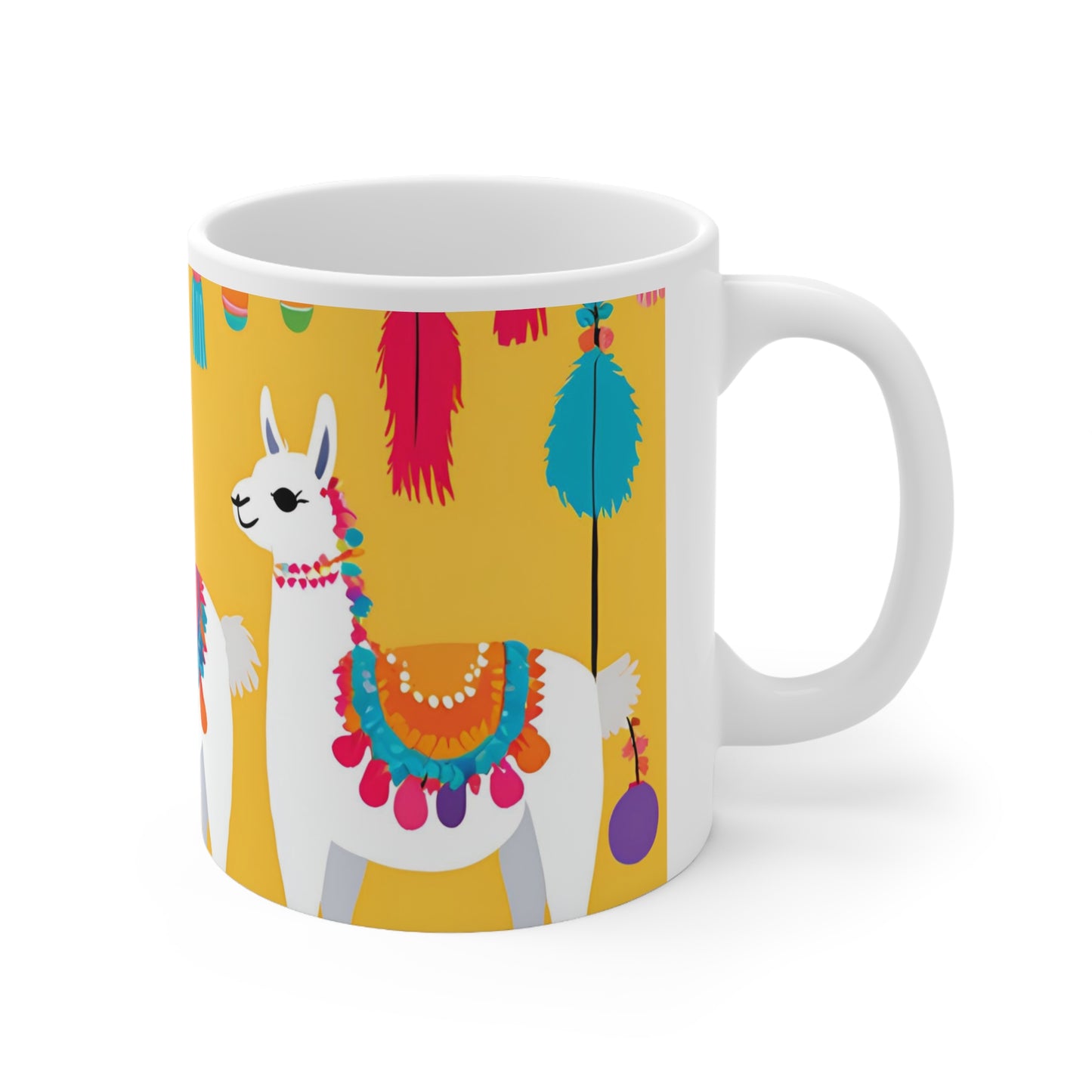 Playful Llama 2 White Ceramic Mug 11oz