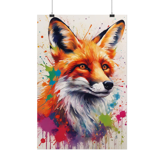 Multicolored Fox 1 Matte Vertical Poster
