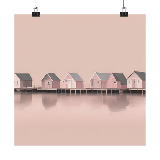 By The Sea Pink 5 Matte Square Posters